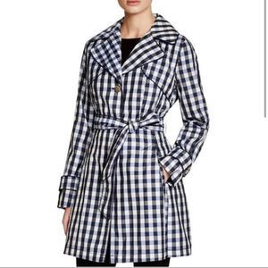 Laundry by Shelli Segal Checkered Water Resistant Trench Coat Size XL